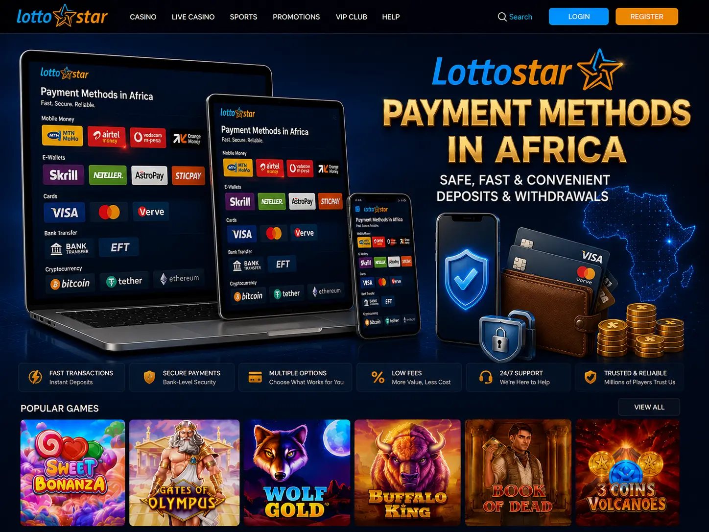 Lottostar Payment Methods in Africa